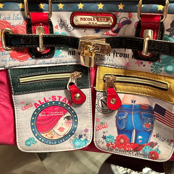 Nicole Lee Modern Print/Western Cowboy-Colorful Fun Handbag/Purse - Picture 5 of 9